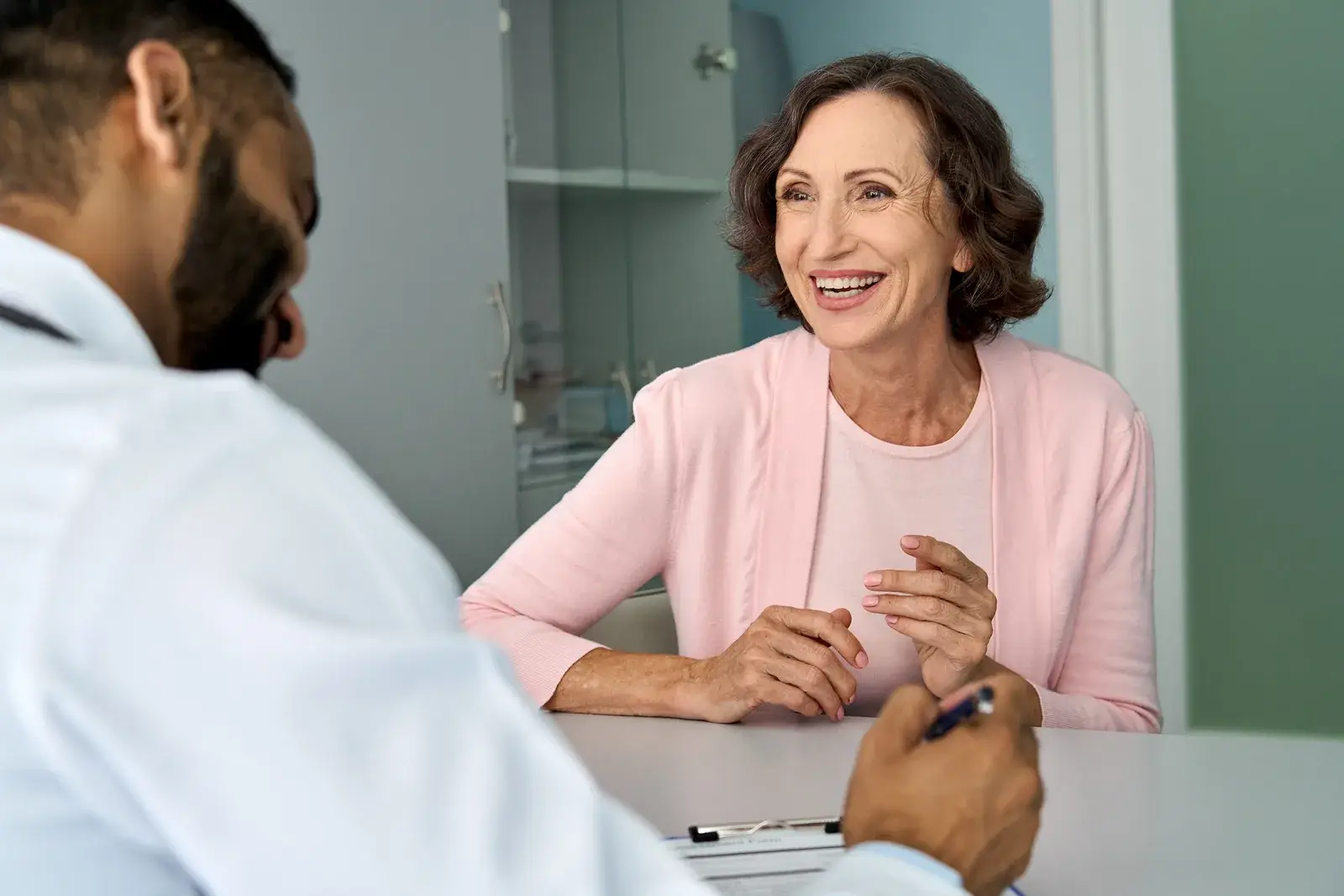 A patient meeting a certified injector for a wrinkle-relaxer consultation at SpaRx Medical Aesthetics in Thonotosassa, FL